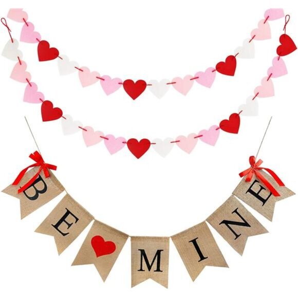 Valentines Day Decor, Valentines Decorations Banner,Valentines Day Burlap Banner - Picture 1 of 8